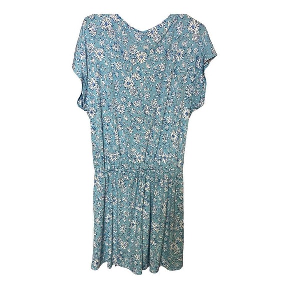 NWT Mia & Tess Dress XL Blue White Floral V-Neck Faux Wrap Elastic Waist Casual - Picture 2 of 4